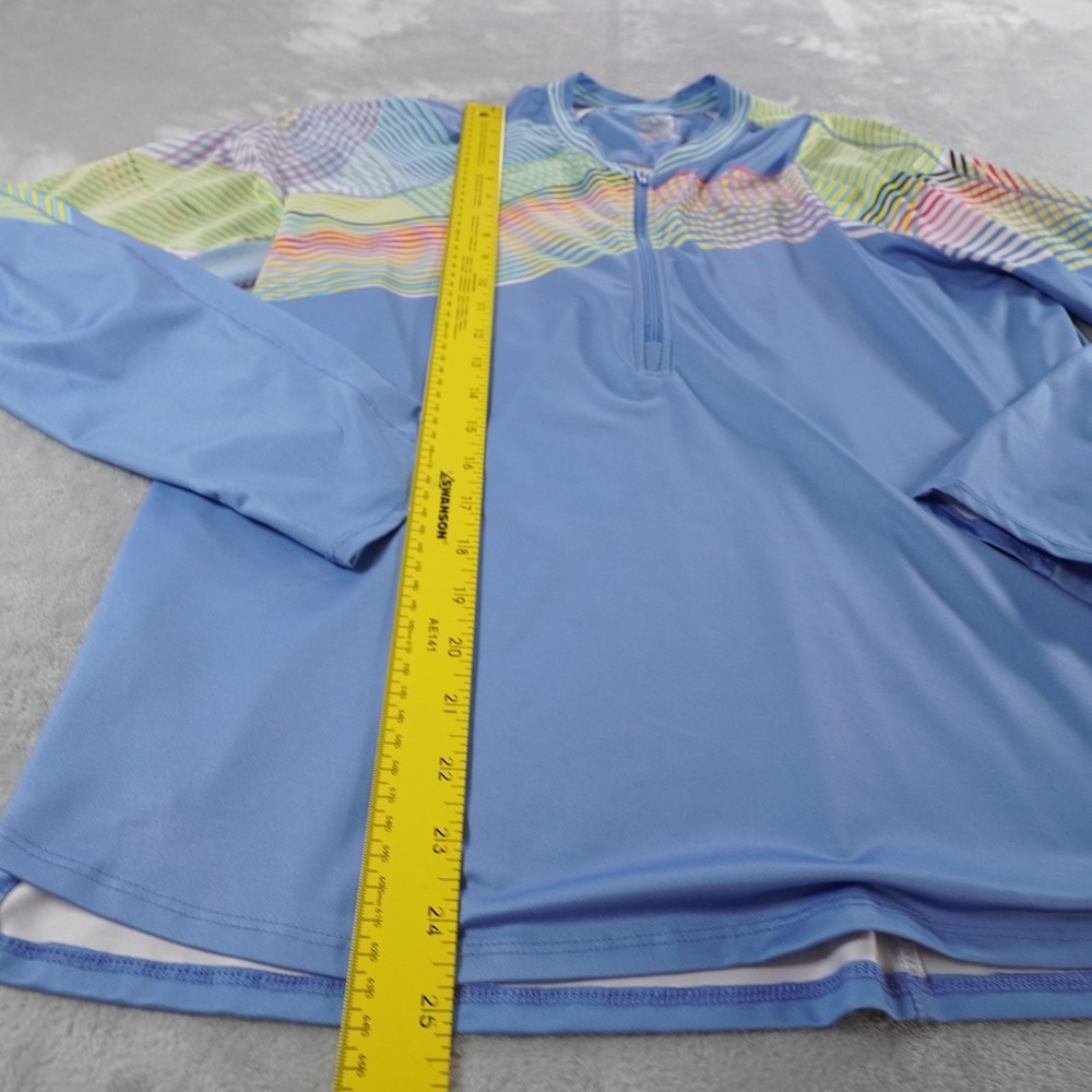 Lucky In Love Shirt Womens XL Blue Mock Neck Long Sleeve Zip Athletic Pullover - Picture 4 of 11